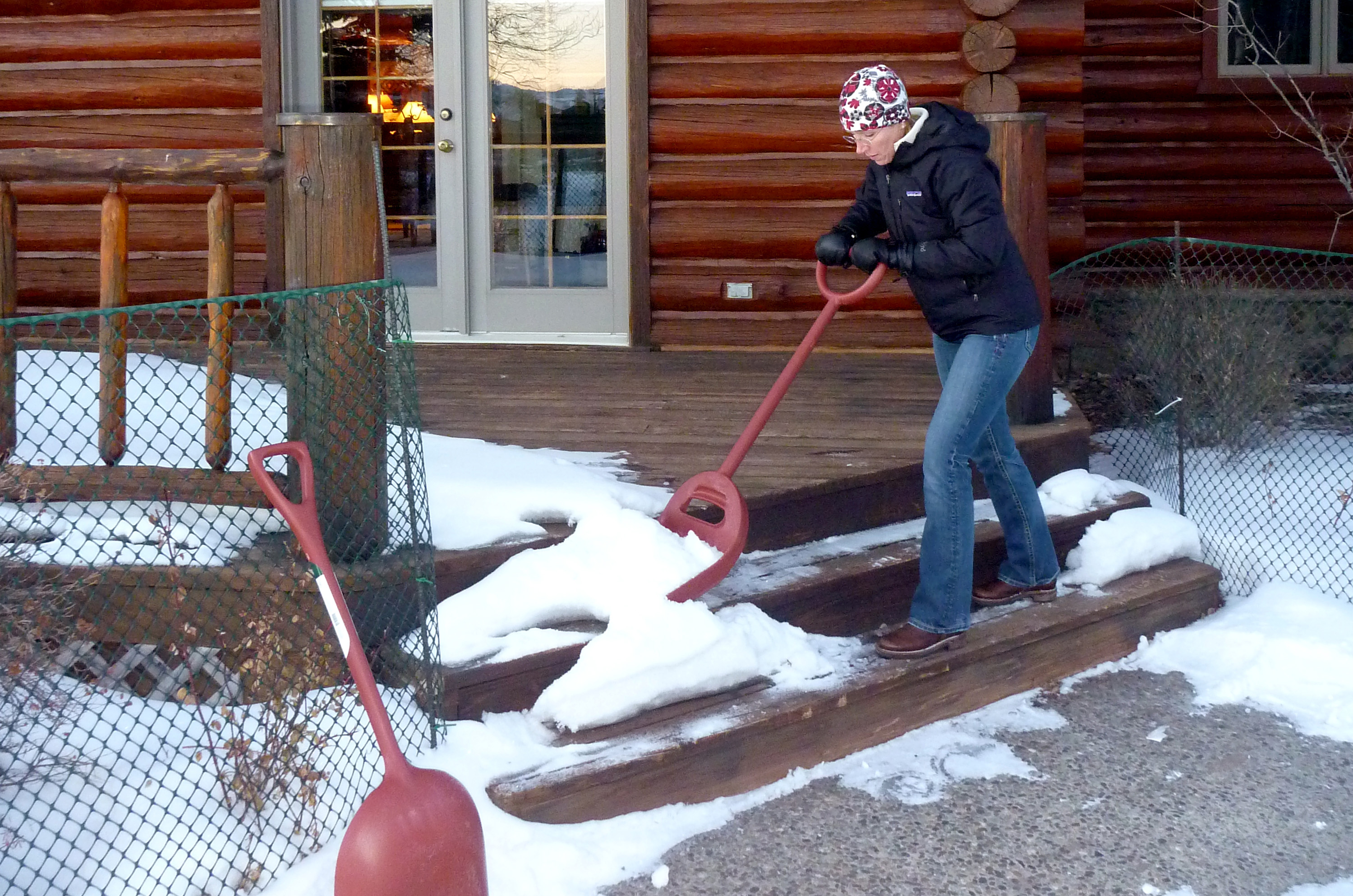 The Titan shoveling snow